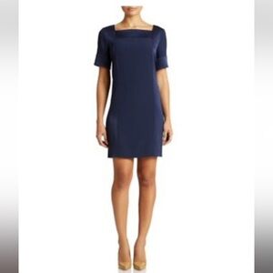DKNY Navy square neck navy sheath dress